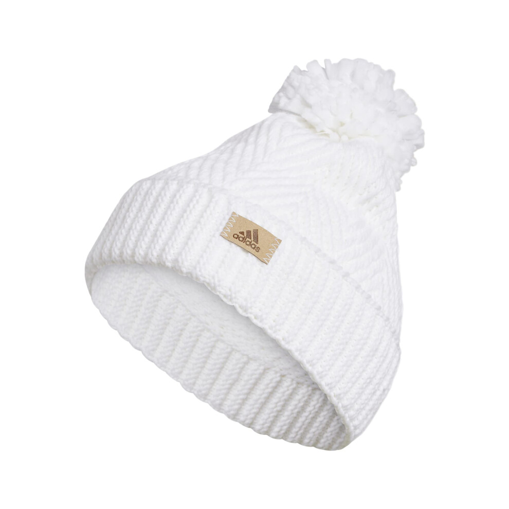 adidas Women's Twilight Ballie Pom Beanie  White/Clear Onix Grey  One