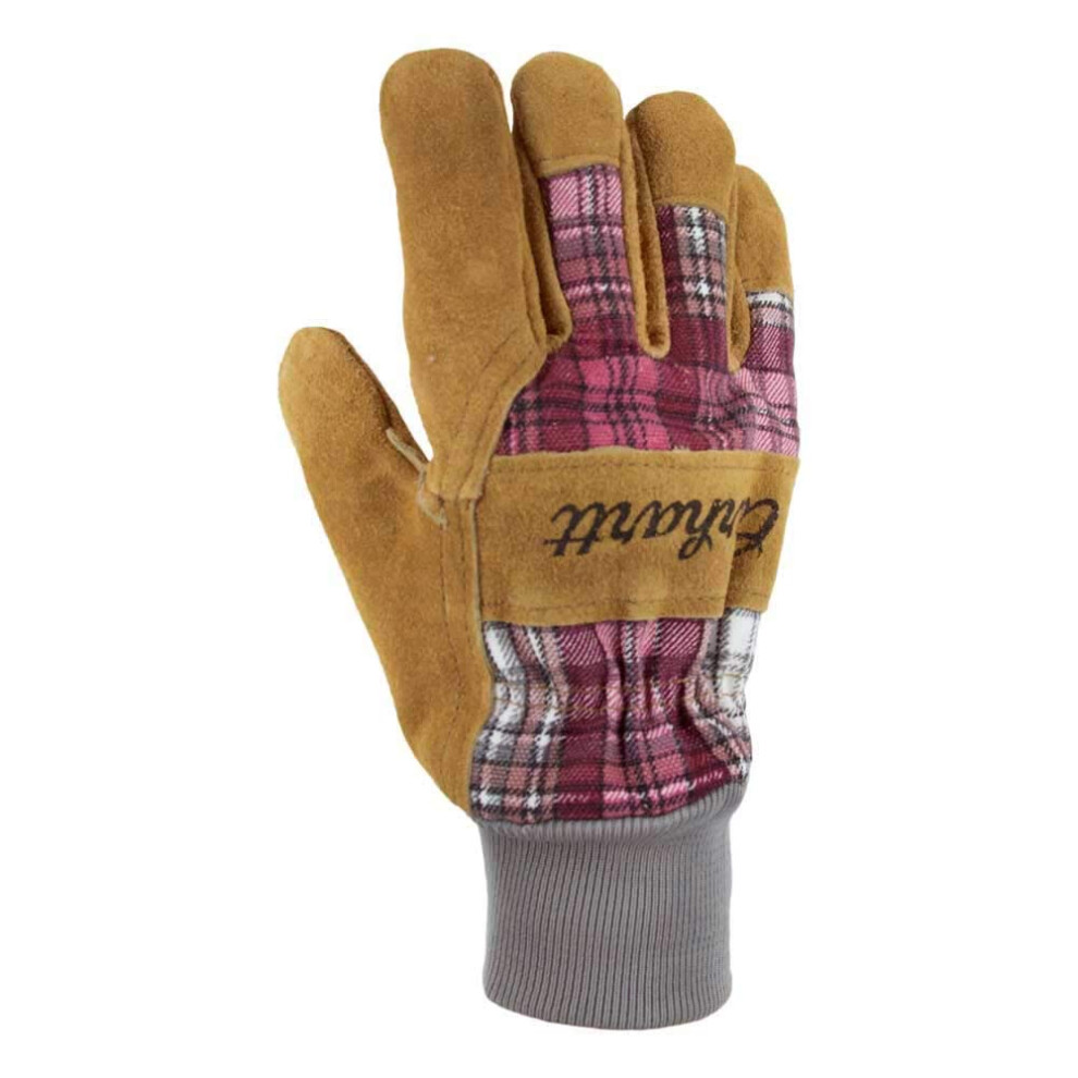 Carhartt womens Suede Work-knit Cold Weather Gloves  Wild Rose Plaid