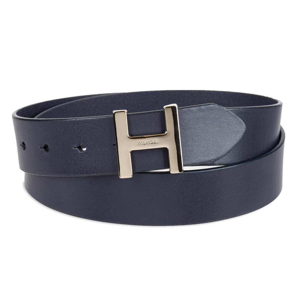 Tommy Hilfiger Women's H Plaque Buckle Belt  Navy  Large