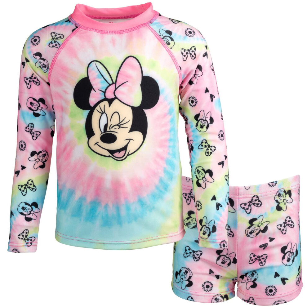 Disney Minnie Mouse Toddler Girls Rash Guard and Swim Shorts Set Pink