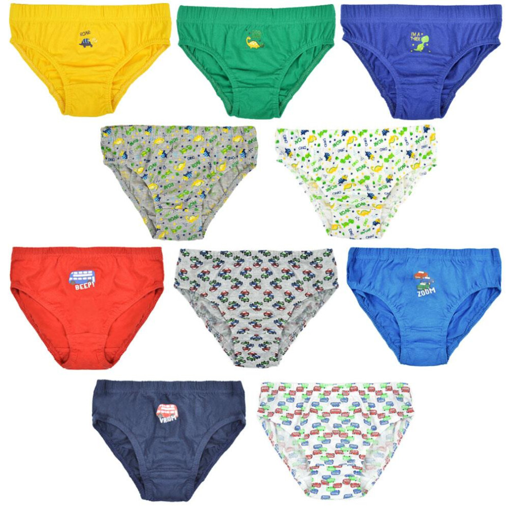 (2-3 Years, Vehicles) Kids Boys Pack Of 5 Dinosaur Vehicles Briefs-image-OPC-PFN5HTB-NEW