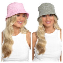 (S/M, Pink) Womens Textured Bucket Hat Summer Protection Hat