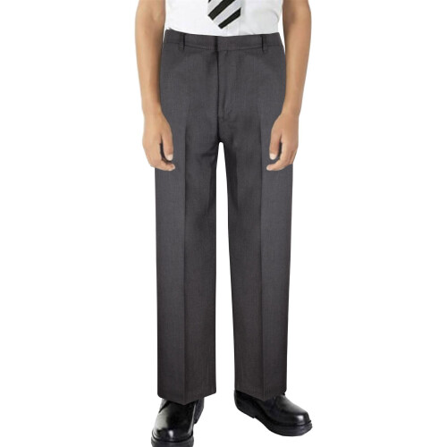(9-10 Years, Grey) Kids Boys Pants Plain School Uniform Trouser 1