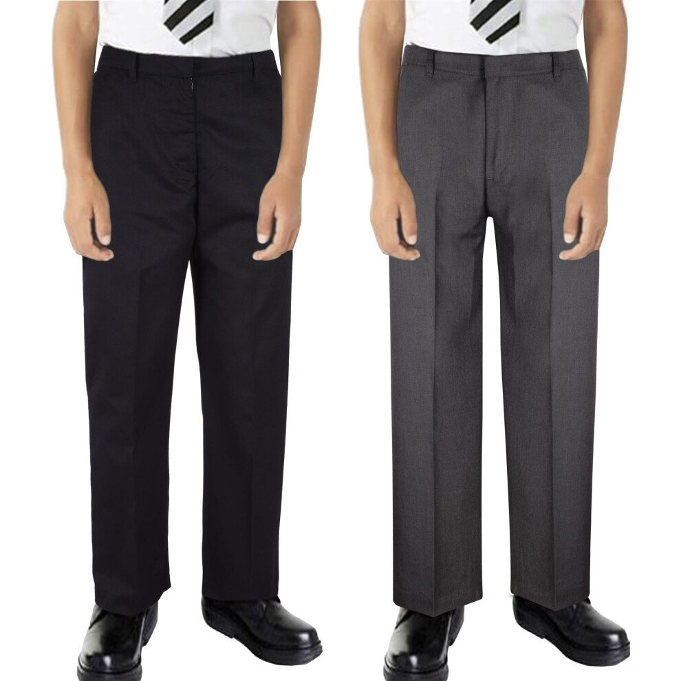 A2zkids (15-16 Years, Jet ) Kids Boys Pants Plain School Uniform Trouser Black