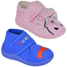 (8 UK Child, Triceratops) Kids Toddler Easy Close Boots Anti Slip Slippers