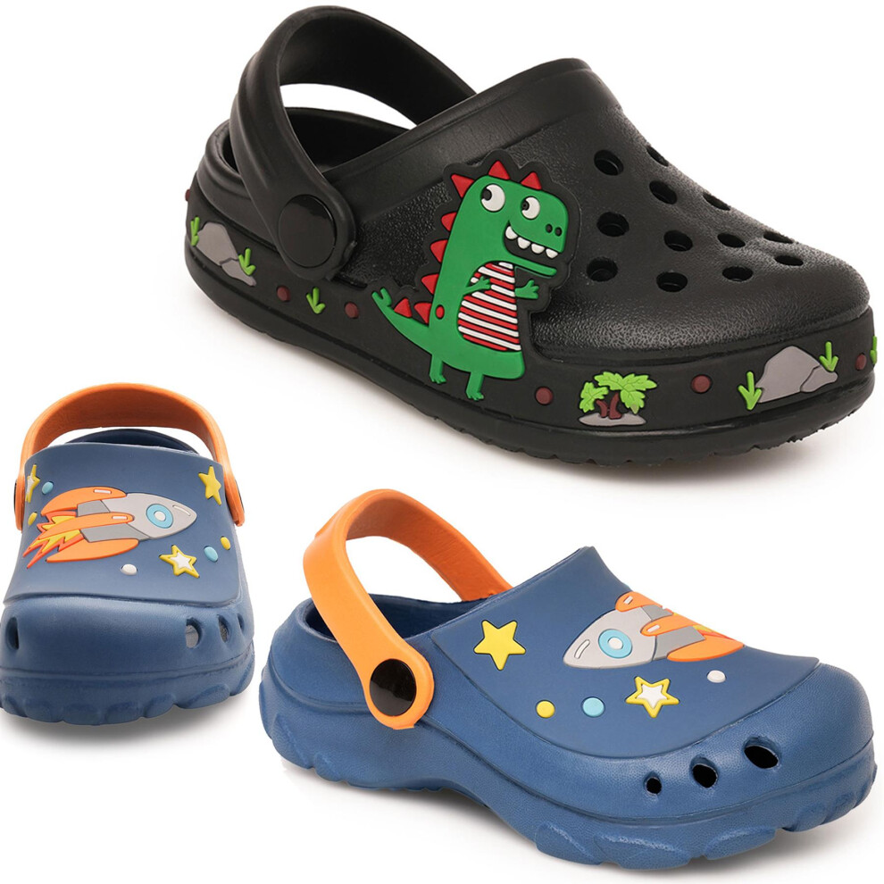 (11 UK Child, Space) Kids Garden Clogs Charms Sandals Beach Shoes
