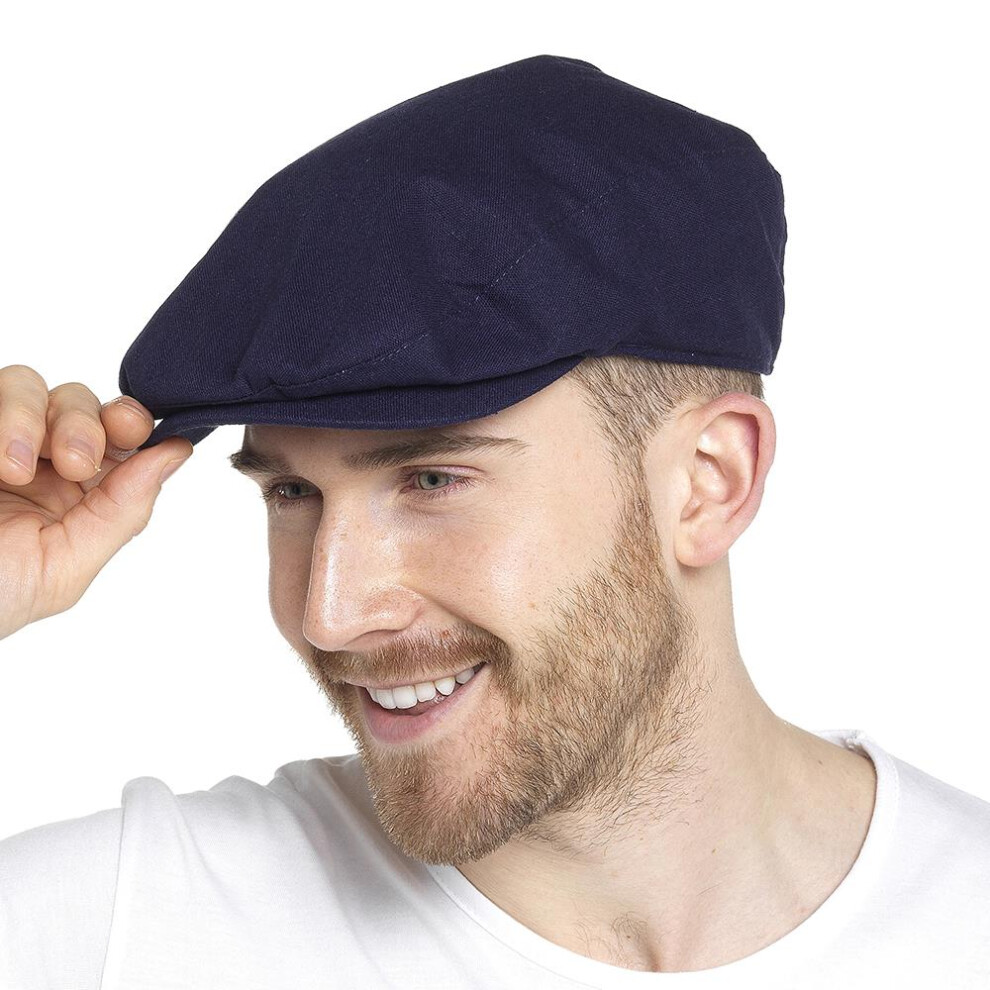 (M-L, Navy) Mens Beret Tweed Flat Cap for Golf Shooting