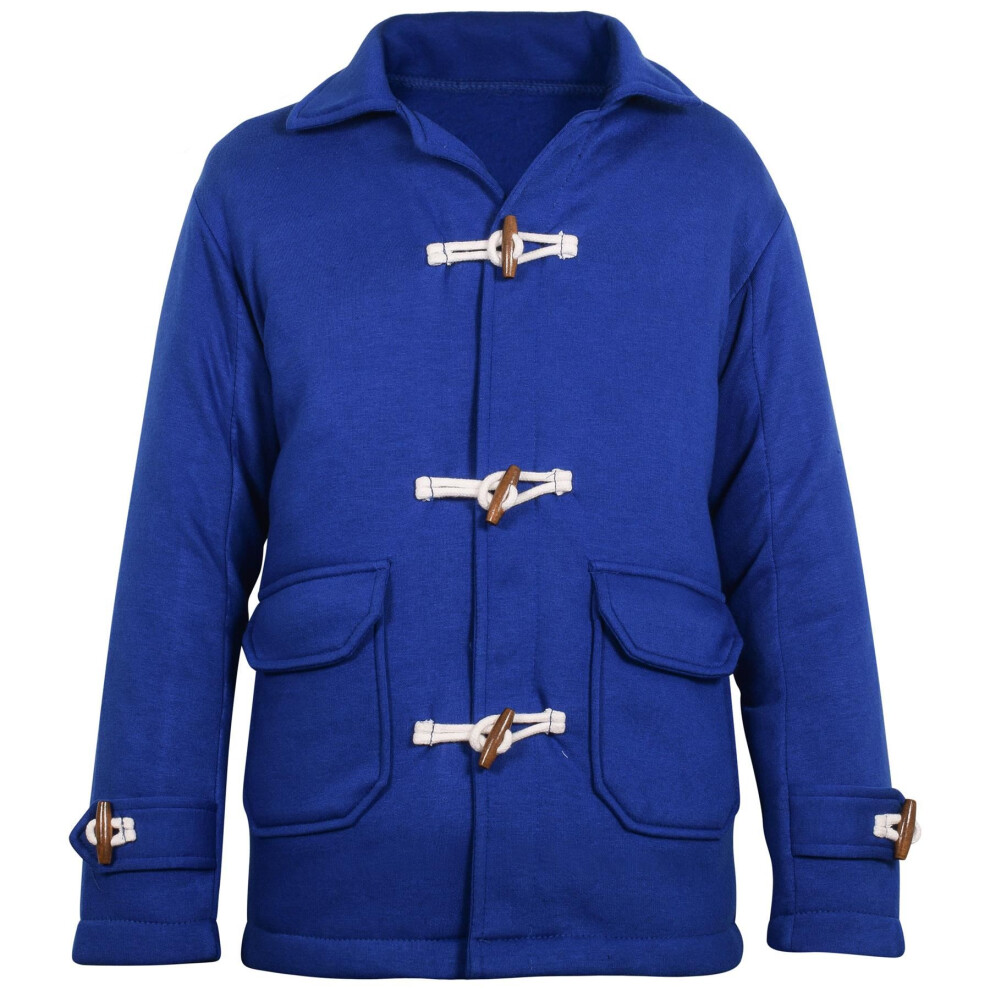 A2zkids (13 Years, Royal Blue) Kids Unisex Plain Royal Long Sleeves Duffle Coat