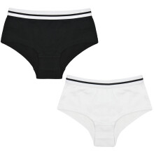 (12-13 Years, Black/White) Girls Plain Hipster Shorts Pack Of 2 Cotton Mix