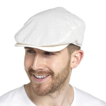 (L-XL, Cream) Mens Beret Tweed Flat Cap for Golf Shooting