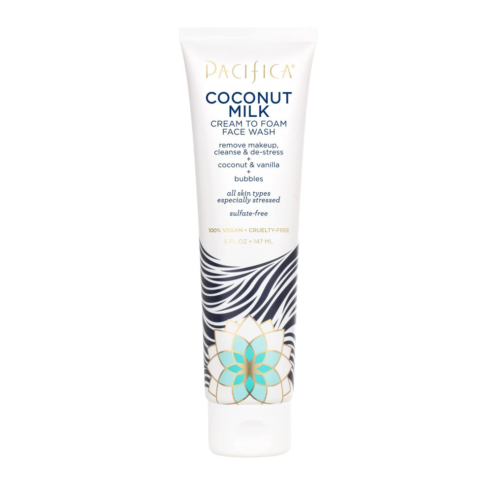 Pacifica Beauty  Coconut Cream To Foam Daily Face Wash & Cleanser  Coconut Water + Vitamin E  Cleansing And Foaming  For All Skin Types  Sul