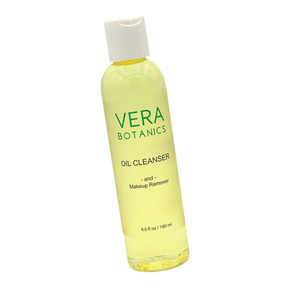 Natural Cleansing Oil And Makeup Remover by Vera Botanics. Only 4 Ingredients. Gentle Daily Oil Cleanser For A Deep Face Wash. Remove Any Ma