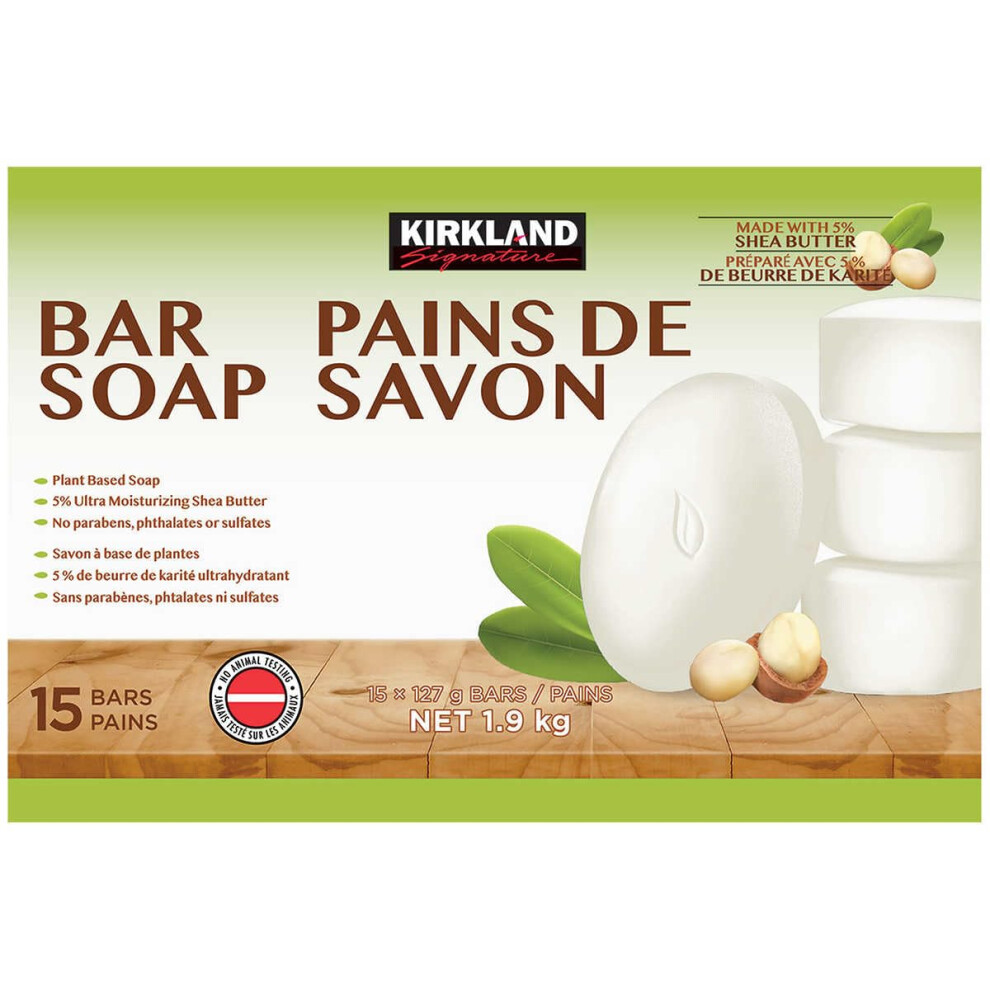 Kirkland Signature Bar Soap with Shea Butter  4.5 Ounce (15 Count)