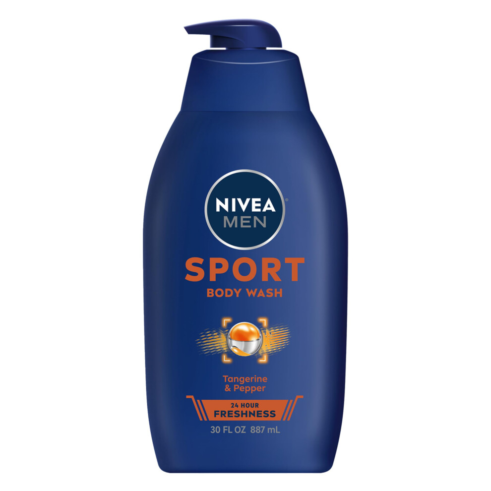 Nivea Men Sport Body Wash for Men with Revitalizing Minerals  Men Body Wash  30 Fl Oz Pump Bottle