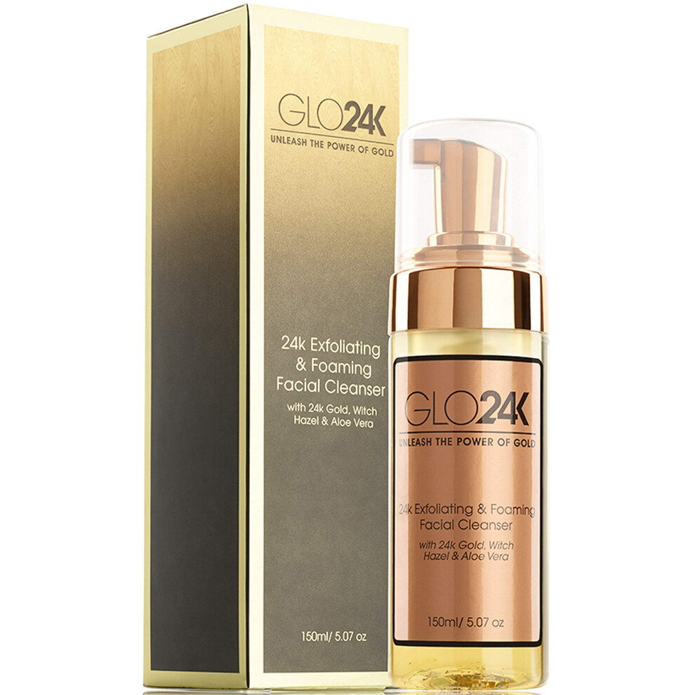 Glo24k Unleash The Power Of Gold Gold Glo24k Exfoliating & Foaming Facial Cleanser With 24K Witch Hazel And Aloe Vera