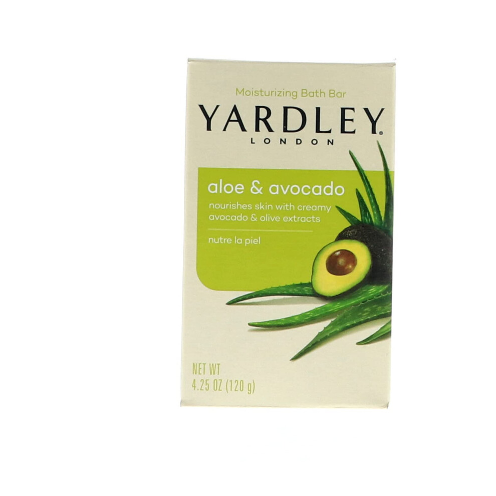 Yardley London Aloe and Avocado Naturally Moisturizing Bath Bar 4.0 oz (Pack of 8)