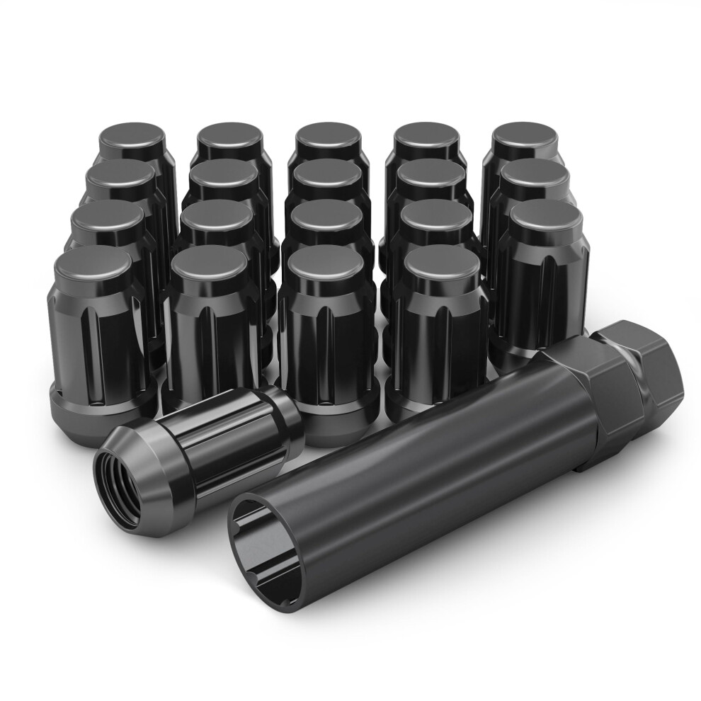 White Knight 3807BK-20AM Black Chrome M12x1.50 Spline Lug Nut with Key  20 Pack