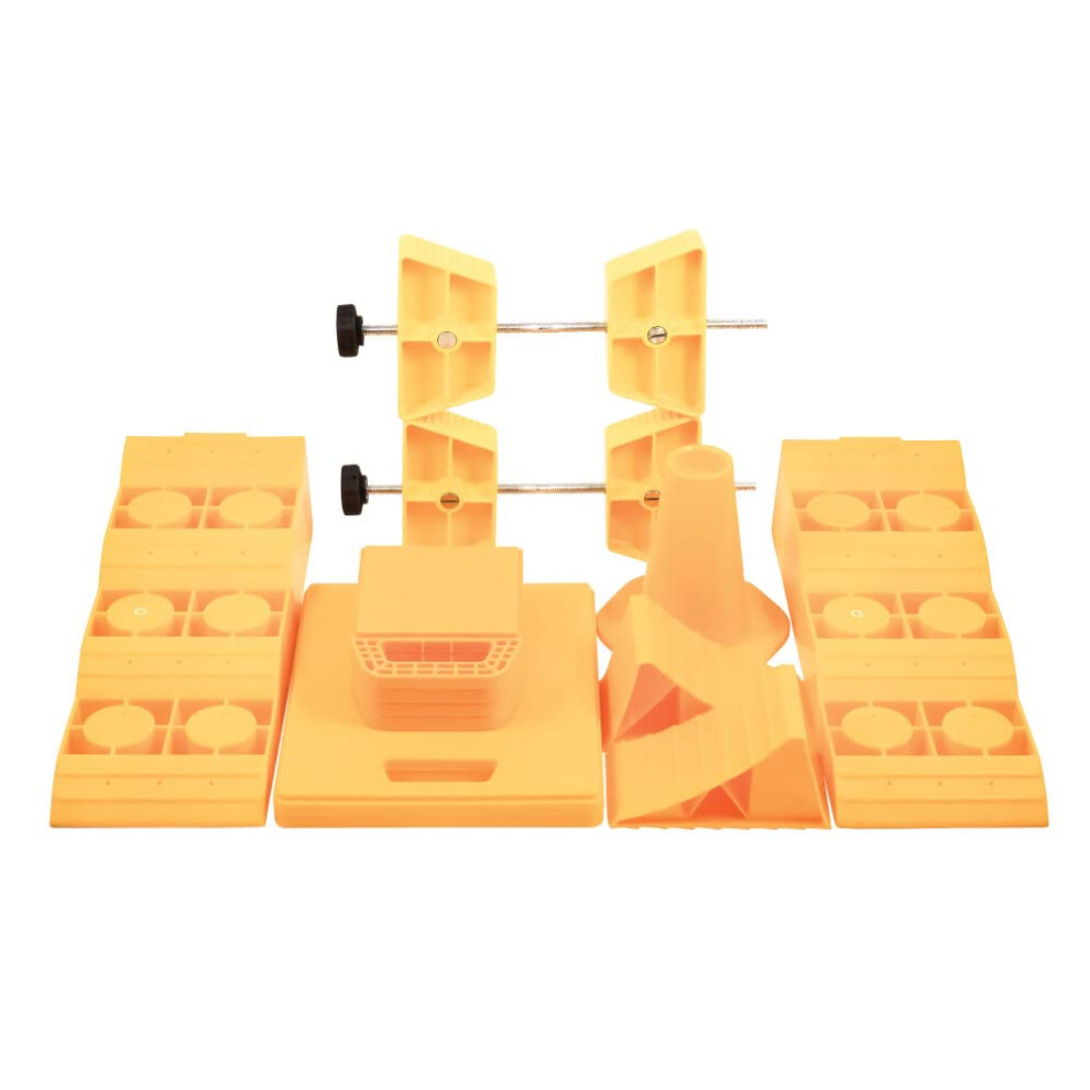 Camco Big Bag Stabilization Kit - Includes Facilities To Level And Stabilize Your Rv Camper Or Trailer - 14 Piece Complete Kit With Heavy D 014717445504