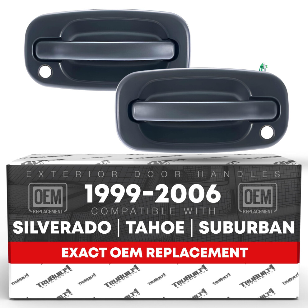 Exterior Door Handle  Front Left & Right - Compatible with 1999-2006 Chevrolet Silverado  02-06 Avalanche  00-06 Suburban  00-06 Tahoe; 99-0