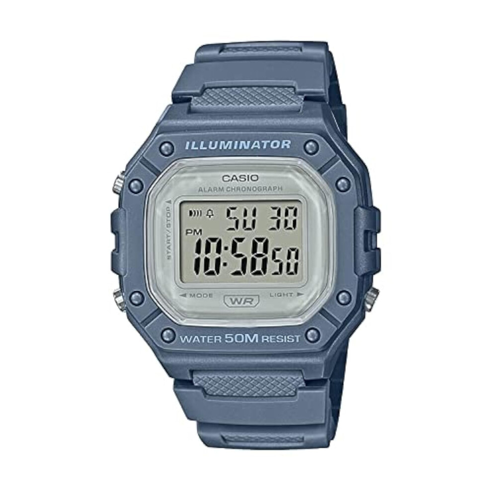 Casio Illuminator Alarm Chronograph Digital Sport Watch (Model W218HC-2AV) (Blue)