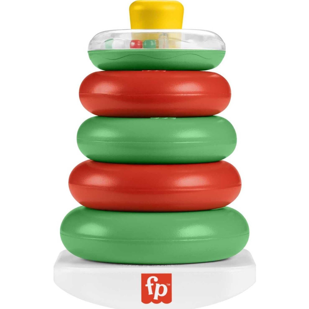 Fisher-Price Baby Toy Holiday Rock-a-Stack  Red & Green Ring Stacking Activity for Developmental Play Infants Ages 6+ Months