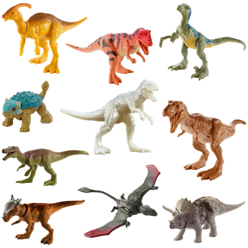 Mattel Jurassic World Camp Cretaceous Multipack with 10 Mini Dinosaur Action Figures  Realistic Sculpting & One or More Movable Articulation