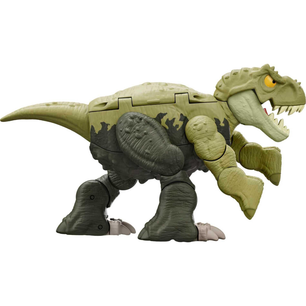 Mattel Jurassic World Fierce Changers 2-in-1 Dinosaur Figure  Double Danger Transforming Toy  T Rex to Ankylosaurus in 11 Steps