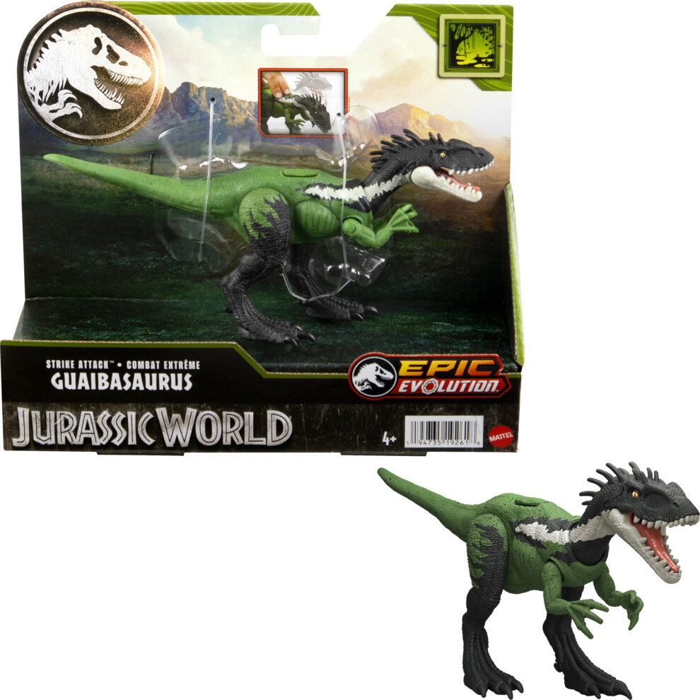 Mattel Jurassic World Strike Attack Guaibasaurus Dinosaur Toy with Single Strike Action  Movable Joints  Action Figure Gift with Physical &