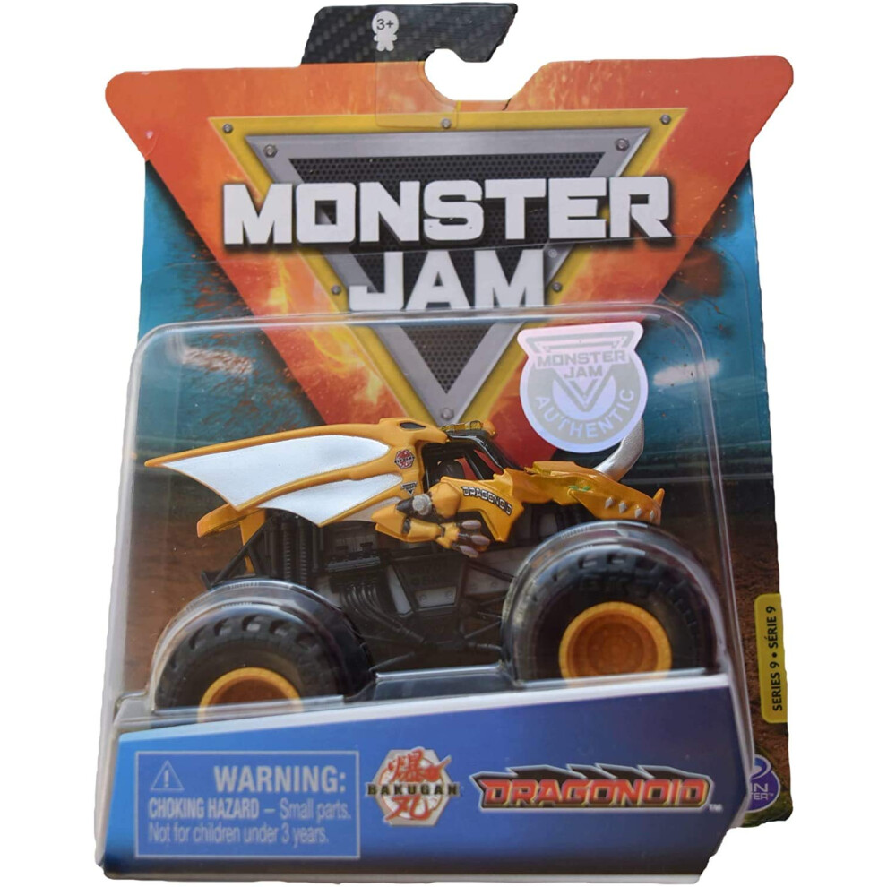 Monster Jam 2020 Spin Master 1:64 Diecast Monster Truck with Wristband: Dragonoid Gold