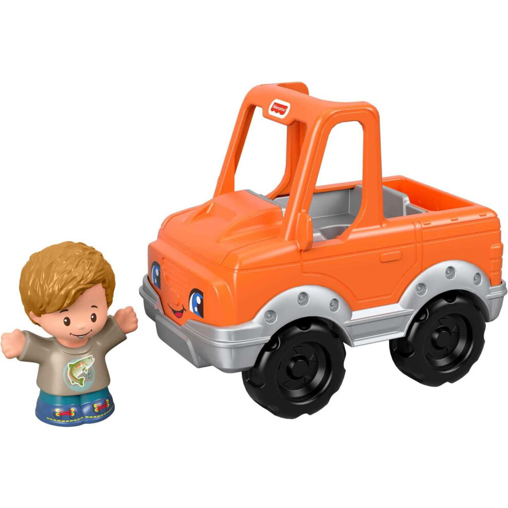 Fisher-Price Little People Toddler Toy Help A Friend Pick Up Truck Orange Vehicle & Figure for Pretend Play Ages 1+ Years