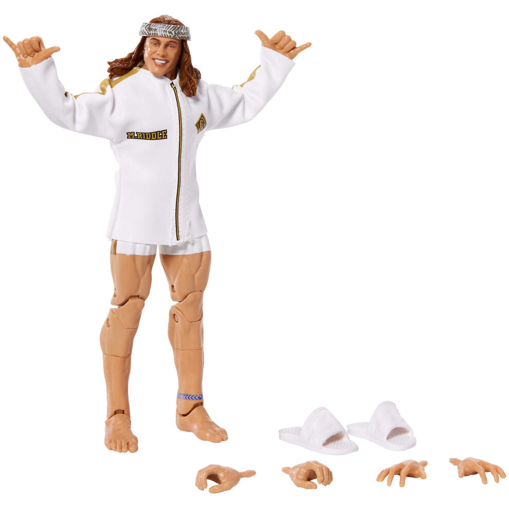 WWE Matt Riddle Elite Series #78 Deluxe Action Figure with Realistic Facial Detailing  Iconic Ring Gear & Accessories