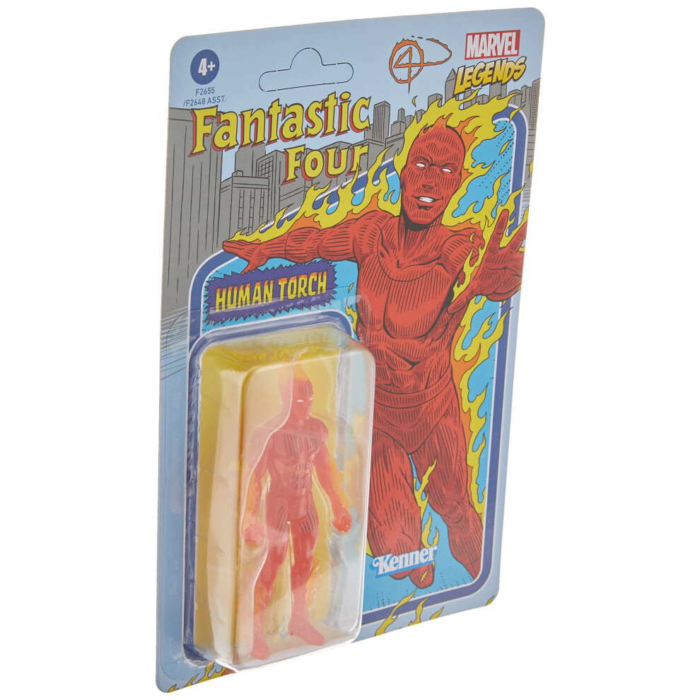 Marvel Hasbro Legends Series 3.75-inch Retro 375 Collection Human Torch Action Figure Toy  Red