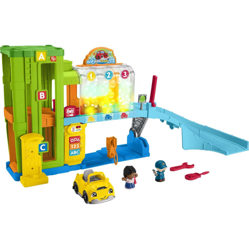 Fisher-Price Little People Toddler Toy Light-Up Learning Garage Playset with Smart Stages  Car & Ramp for Pretend Play Kids Ages 1+ Years