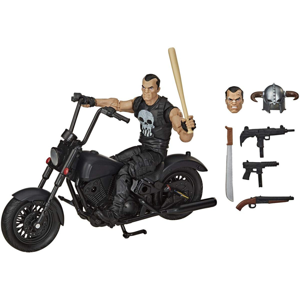 Marvel Hasbro Legends Series 6-inch Collectible Action Figure The Punisher Toy and Motorcycle  Premium Design and 7 Accessories