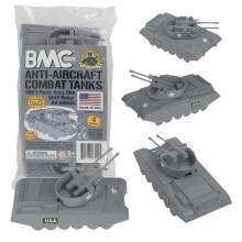 BMC Classic Payton Anti-Luchtdoel Tanks - 4st Grijze Plastic Legermannen Voertuigen