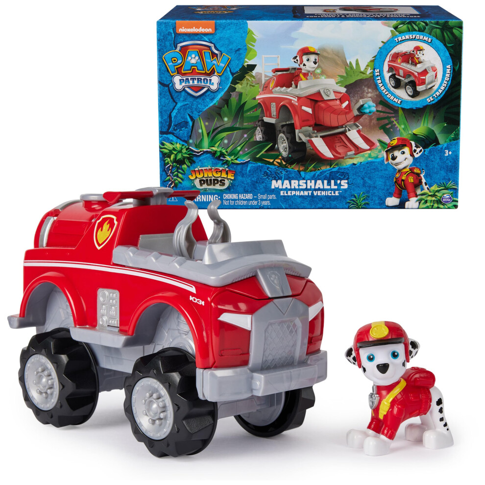 Paw Patrol Jungle Pups  Marshall Elephant Vehicle  Toy Truck with Collectible Action Figure  Kids Toys for Boys & Girls Ages 3 and Up