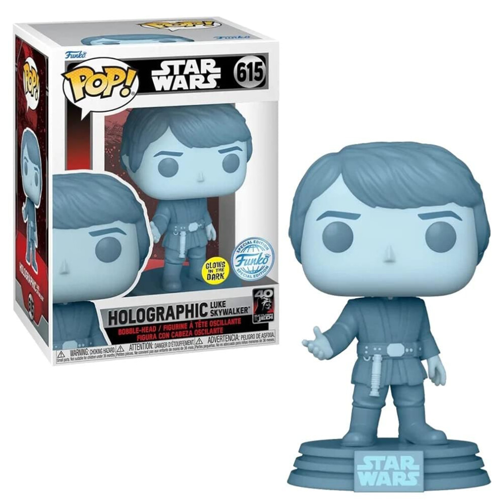 Star Wars Episode VI Return of The Jedi: Holographic Luke Skywalker 40th Anniversary Glow in The Dark Funko POP! Vinyl