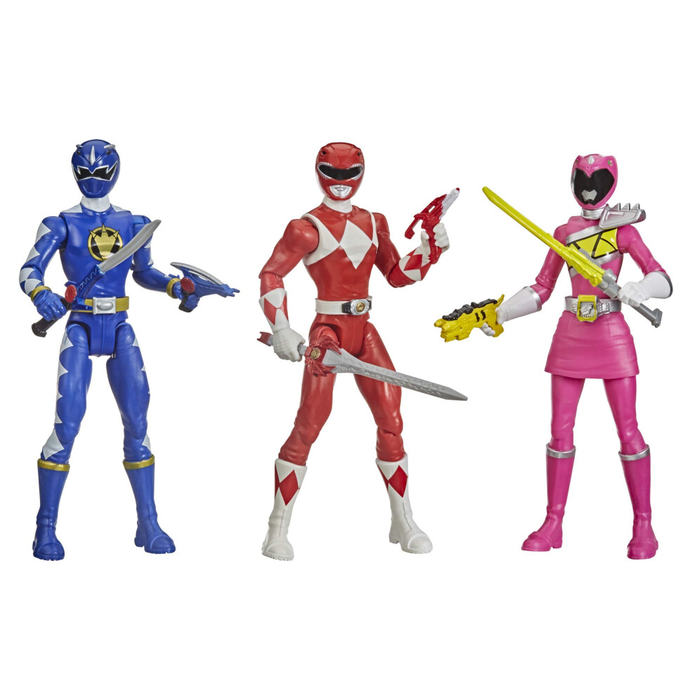 Power Rangers Beast Morphers Special Episode 3-Pack Action Figure Toys Dino Thunder Blue Ranger  Mighty Morphin Red Ranger  Dino Charge Pink