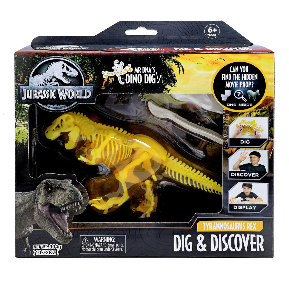 Jurassic World Mr DNAs Dino Dig Tyrannosaurus Rex (T-Rex) Clash Edition - Slimy Amber Gel - Dig and Discover - 1 of 6 Iconic Movie Props to