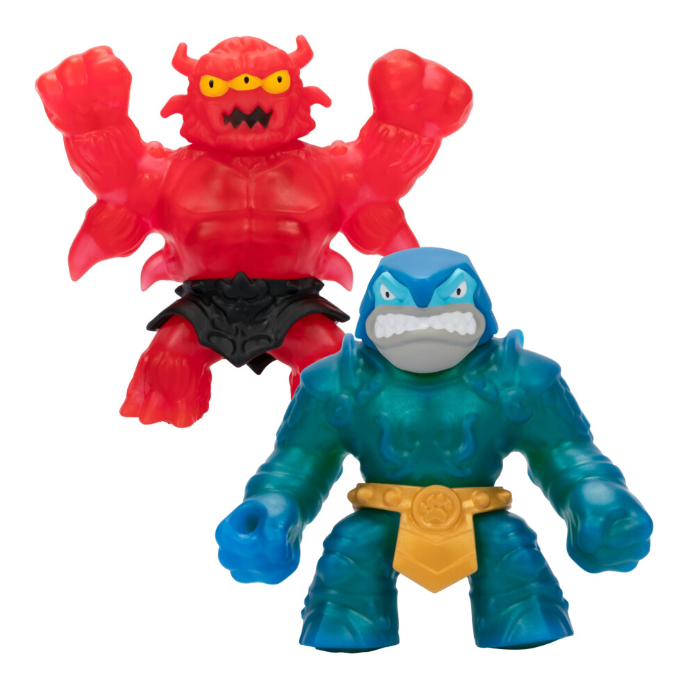 Heroes of Goo Jit Zu Stretch Strikers Versus Pack  2 Figure Pack  Stretchy Action Figures  Stretchy Sir Thrashalot VS Crunchy Redback  Stret