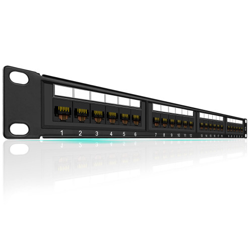 Rapink Patch Panel 24 Port Cat6 10G Support  Network Patch Panel UTP 19-Inch  Wallmount or Rackmount 1U Ethernet Patch Panel Punch Down Bloc