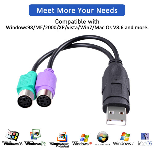 UCEC PS/2 to USB Adapter Converter for PS2 Keyboard Mouse 2