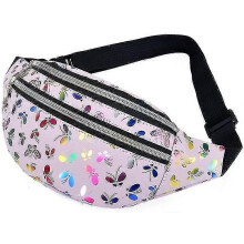 (Pink) Bum Waist Waterproof Leather Bag For Girls