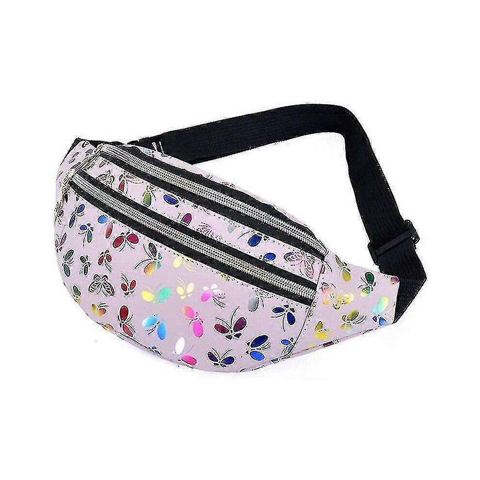 (Pink) Bum Waist Waterproof Leather Bag For Girls