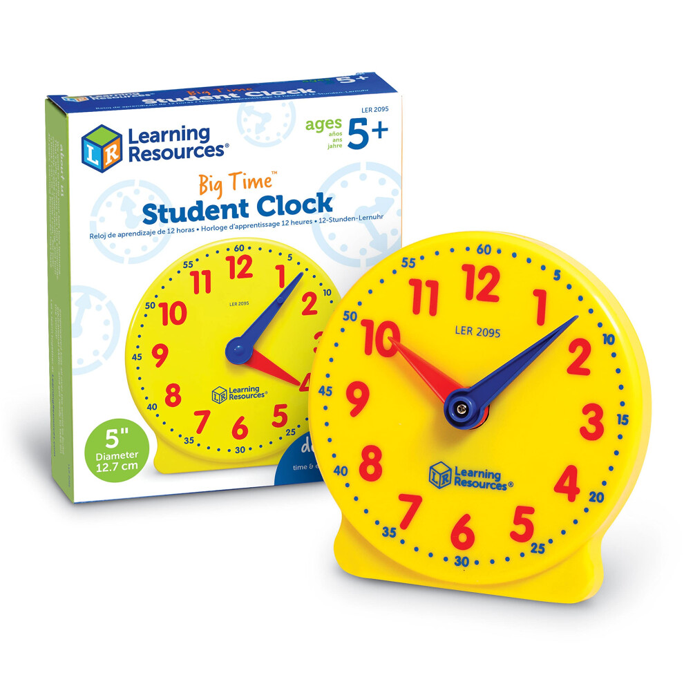 Learning Resources Big Time Student Clock  Teaching & Demonstration Clock  Develops Time and Early Math Skills  Ages 5+  Clock for Learning