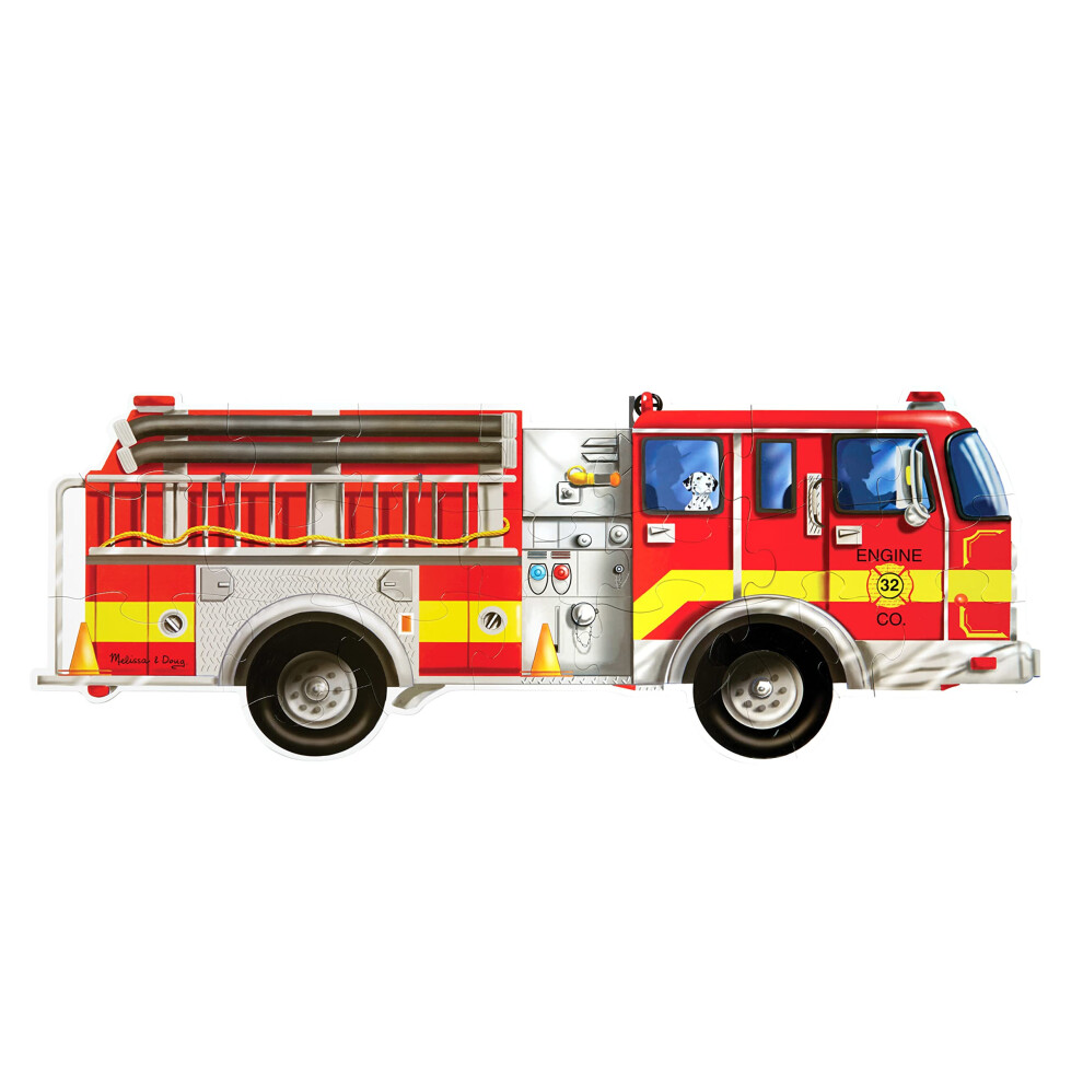 Melissa & Doug Fire Truck Jumbo Jigsaw Floor Puzzle (24 pcs  4 feet long) Emergency Vehicle Giant Floor Puzzles for Kids Ages 3+ - FSC-Certi