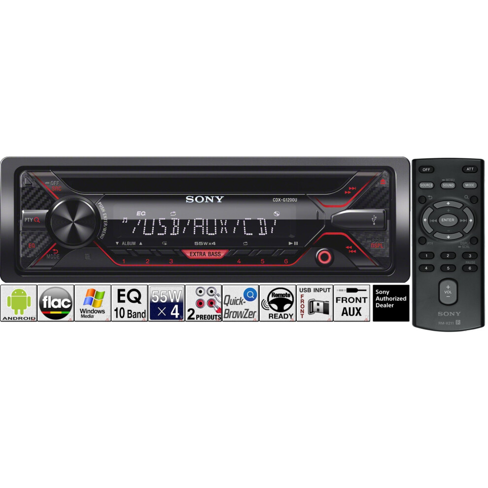 Sony CDX-G1200U 55Wx4ch max CD Receiver with USB and Aux Inputs