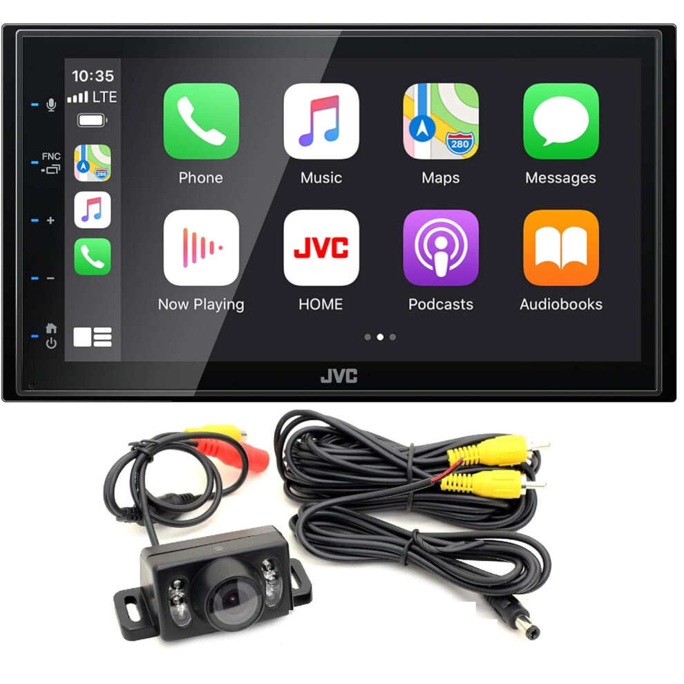 JVC KW-M560BT CarPlay Android Auto Multimedia Player w/ 6.8"" Capacitive Touchscreen Bundled with + (1) License Plate Style Backup Camera