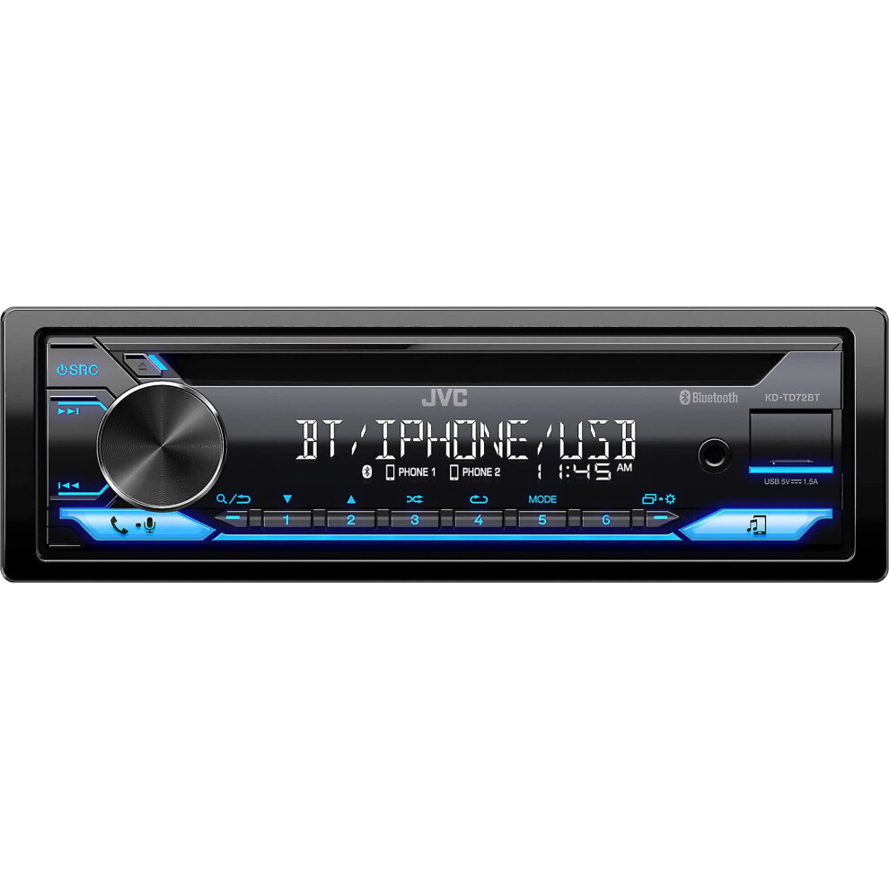 JVC KD-TD72BT Bluetooth Car Stereo Receiver with USB Port - AM/FM Radio  CD and MP3 Player  Amazon Alexa Enabled - 13-Digit LCD Dual-Line Di