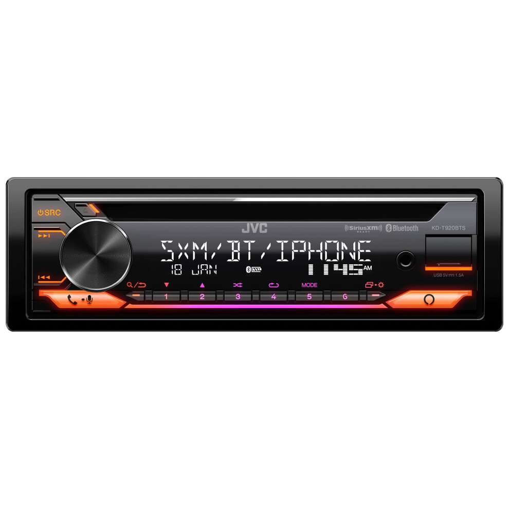 JVC KD-T920BTS Car Stereo with Bluetooth  Front USB  AUX  Amazon Alexa  SiriusXM Radio Ready  Hi-Power Amplifier